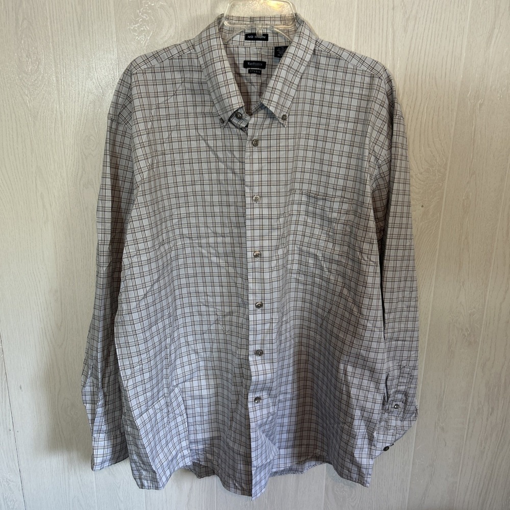 van heusen dress shirt Light Blue XL 17-17.5 Small Plaid
